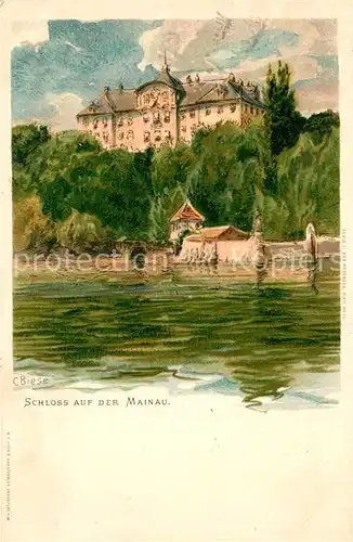 AK / Ansichtskarte Insel_Mainau Schloss Ansicht vom See aus Kuenstlerkarte Insel Mainau