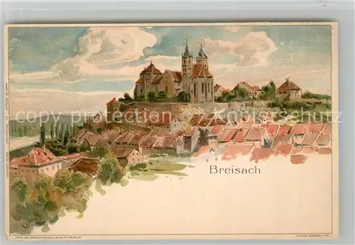 AK / Ansichtskarte Breisach_Rhein Stadtbild mit Muenster Kuenstlerkarte Deutsche Reichspost Breisach Rhein