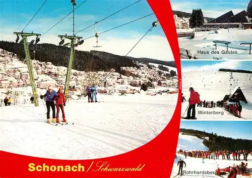 AK / Ansichtskarte Schonach_Schwarzwald Hotel Pension Rebstock Haus des Gastes Rohrhardsberg Winterberg Schonach Schwarzwald