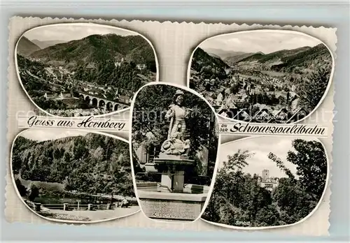 AK / Ansichtskarte Hornberg_Schwarzwald Stadtbrunnen Viadukt Schloss Schlossweiher Gutachtal Hornberg Schwarzwald