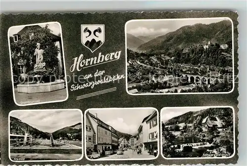 AK / Ansichtskarte Hornberg_Schwarzwald Stadtbrunnen Viadukt Freibad Hauptstra&#223;e Schwarzwaldhaus Hornberg Schwarzwald