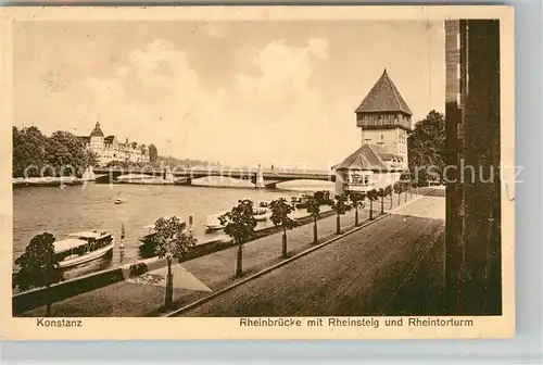 AK / Ansichtskarte Konstanz_Bodensee Rheinbr?cke Rheinsteig Rheintorturm Konstanz_Bodensee