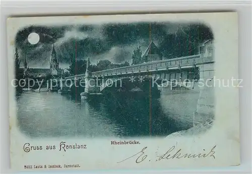 AK / Ansichtskarte Konstanz_Bodensee Rheinbr?cke Mondschein Konstanz_Bodensee