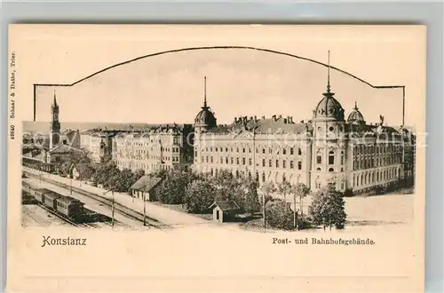 AK / Ansichtskarte Konstanz_Bodensee Post BAhnhofsgeb&#228;ude Konstanz_Bodensee