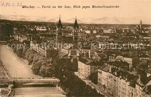AK / Ansichtskarte Muenchen Partie an der Isar mit Maximilianskirche Muenchen