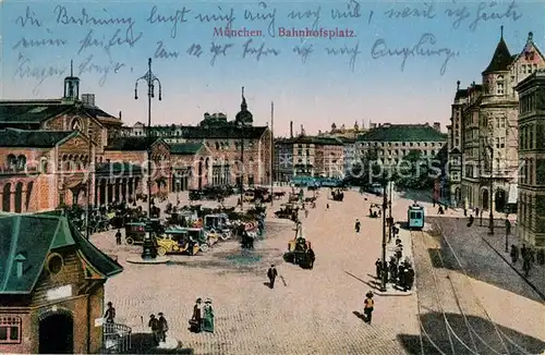 AK / Ansichtskarte Muenchen Bahnhofsplatz Muenchen