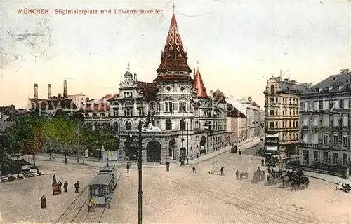 AK / Ansichtskarte Muenchen Stiglmaierplatz und Loewenbraeukeller Muenchen