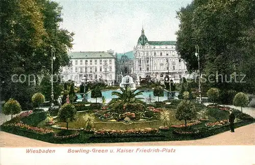 AK / Ansichtskarte Wiesbaden Bowling Green und Kaiser Friedrich Platz Wiesbaden