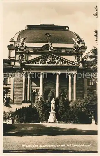 AK / Ansichtskarte Wiesbaden Staatstheater mit Schillerdenkmal Wiesbaden