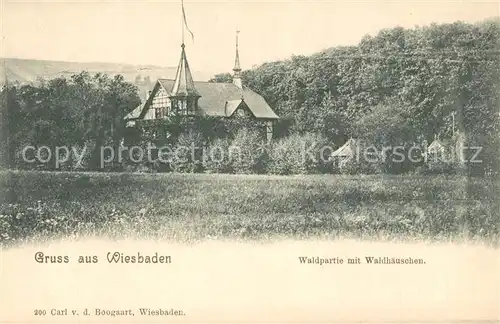 AK / Ansichtskarte Wiesbaden Waldpartie mit Waldhaeuschen Wiesbaden