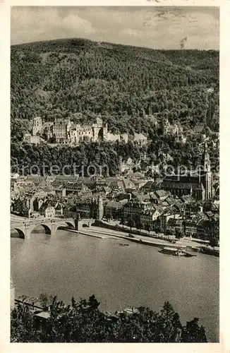AK / Ansichtskarte Heidelberg_Neckar Neckarpartie mit Schloss Heidelberg Neckar