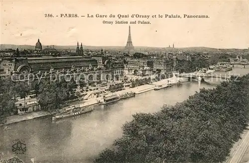 AK / Ansichtskarte Paris La Gare du Quai dOrsai et le Palais Panorama Orsay Station and Palace Paris