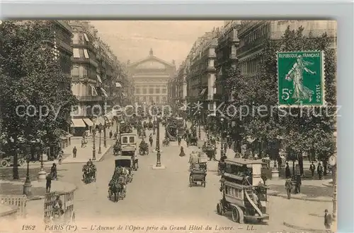 AK / Ansichtskarte Paris Avenue de lOpera prise du Grand Hotel du Louvre Paris