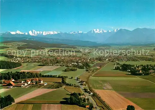 AK / Ansichtskarte Muensingen Fliegeraufnahme mit Alpen Muensingen