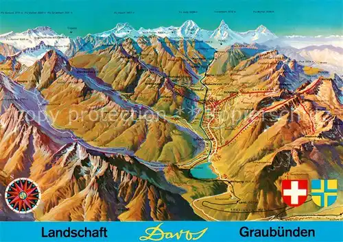 AK / Ansichtskarte Davos_GR Panoramakarte Graubuenden Davos_GR