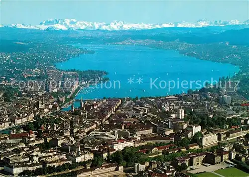 AK / Ansichtskarte Zuerich_ZH Fliegeraufnahme mit See und Alpen Zuerich_ZH