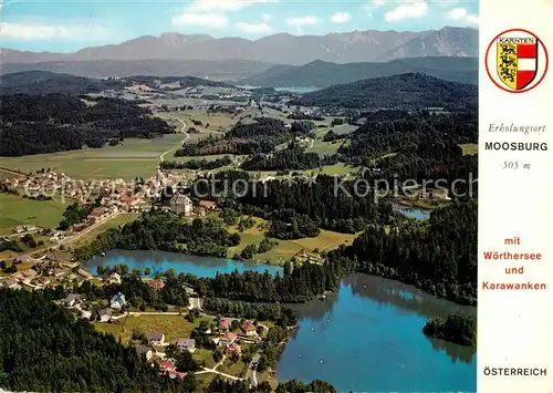 AK / Ansichtskarte Moosburg_Kaernten Fliegeraufnahme mit Woerthersee und Karawanken Moosburg Kaernten