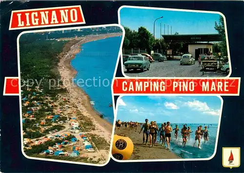 AK / Ansichtskarte Lignano Fliegeraufnahme Strand Camping Pino Mare Lignano