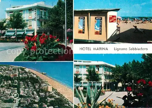 AK / Ansichtskarte Lignano_Sabbiadoro Fliegeraufnahme Hotel Marina Strand Lignano Sabbiadoro