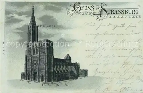 AK / Ansichtskarte Strassburg_Elsass Muenster Litho Strassburg Elsass