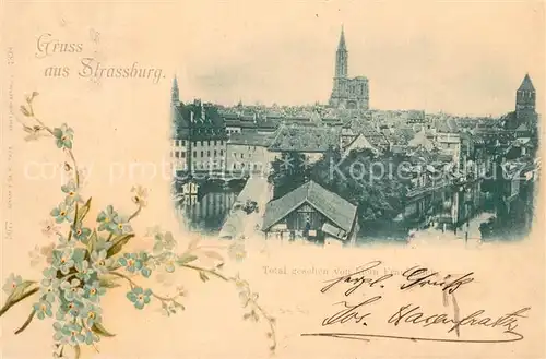 AK / Ansichtskarte Strassburg_Elsass Stadtbild mit Muenster von Klein Frankreich aus gesehen Strassburg Elsass