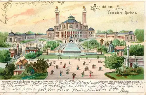 AK / Ansichtskarte Paris Trocadero Garten Serie Pariser Weltausstellung 1900 Kuenstlerkarte Paris