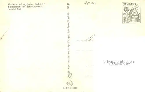 AK / Ansichtskarte Bonndorf_Schwarzwald Kindererholungsheim Johnen Bonndorf Schwarzwald