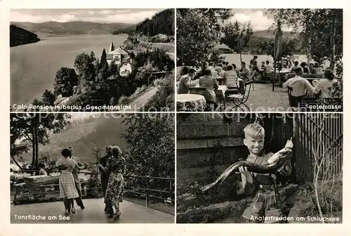 AK / Ansichtskarte Seebrugg Cafe Pension Hubertus am Schluchsee Seeterrasse Tanzflaeche Anglerfreuden Seebrugg