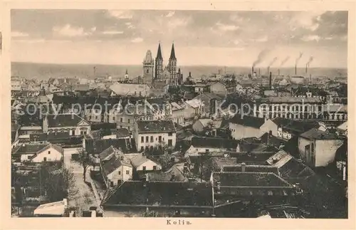 AK / Ansichtskarte Kolin Stadtpanorama mit Kirche Kolin