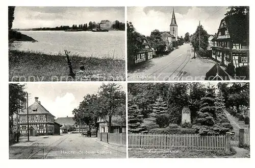 AK / Ansichtskarte Diersheim Uferpartie am Rhein Hauptstrasse Rathaus Kirche Kriegerdenkmal Diersheim