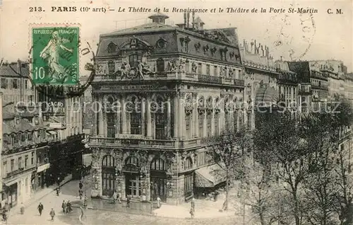 AK / Ansichtskarte Paris Le Theatre de la Renaissance et le Theatre de la Porte St Martin Paris