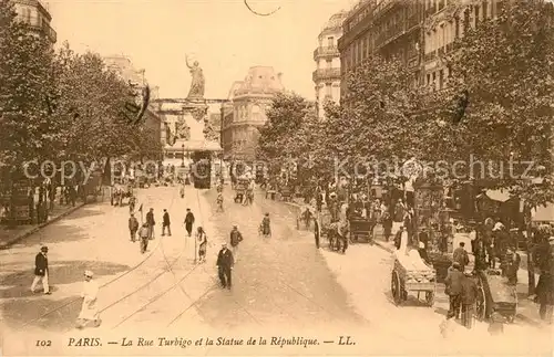 AK / Ansichtskarte Paris La Rue Turbigo et la Statue de la Republique Paris