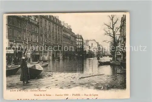 AK / Ansichtskarte Paris Crue de la Seine Janvier 1910 Rue de Lyon Paris