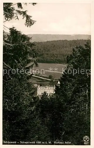 AK / Ansichtskarte Schoenwald_Schwarzwald Kurhaus Adler Schoenwald Schwarzwald