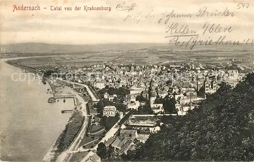 AK / Ansichtskarte Andernach Panorama von der Krahnenburg Andernach