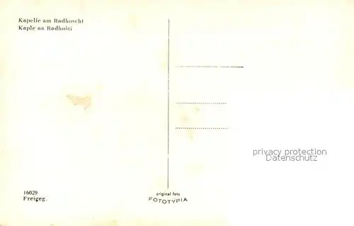 AK / Ansichtskarte Radhoscht Kapelle am Radhoscht Radhoscht
