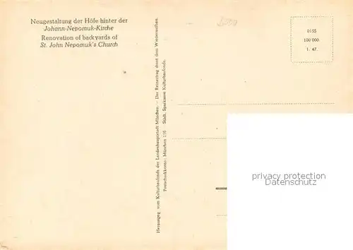 AK / Ansichtskarte Muenchen Hoefe hinter der Johann Nepomuk Kirche Kuenstlerkarte Muenchen