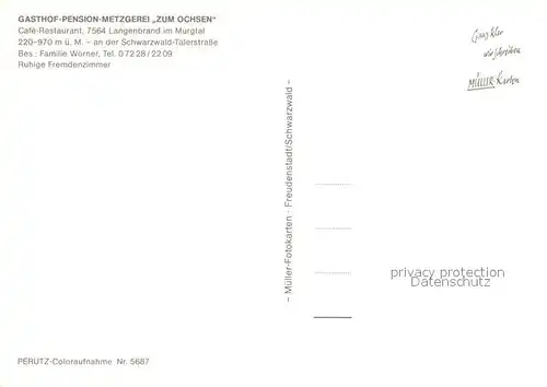 AK / Ansichtskarte Langenbrand_Forbach Gasthof Zum Ochsen Langenbrand Forbach