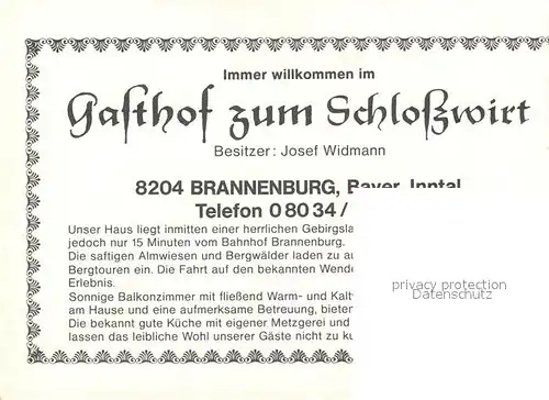 AK / Ansichtskarte Brannenburg Gasthof zum Schlosswirt  Brannenburg
