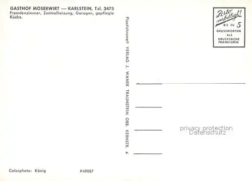 AK / Ansichtskarte Karlstein_Oberbayern Gasthof Moserwirt Karlstein_Oberbayern