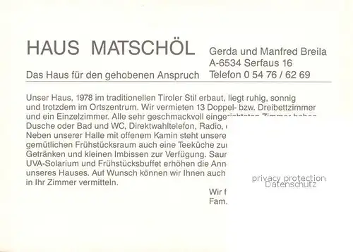 AK / Ansichtskarte Serfaus_Tirol Haus Matsch&#246;l Serfaus Tirol