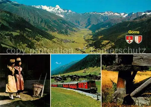 AK / Ansichtskarte Goms_VS Wallisertrachten Furka Oberalp Bahn Stadelfu&#223; Steinplatte Goms_VS