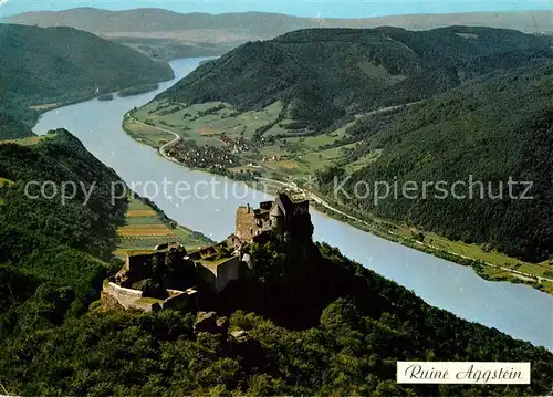 AK / Ansichtskarte Aggstein_Burgruine Fliegeraufnahme Donau Aggstein_Burgruine