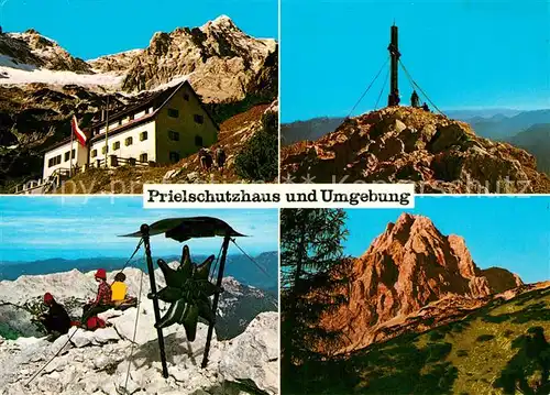 AK / Ansichtskarte Hinterstoder Tote Gebirge Prielschutzhaus Spitzmauer Gipfelkreuz Hinterstoder