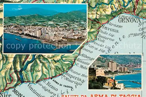 AK / Ansichtskarte Arma_di_Taggia Fliegeraufnahme Landkarte Arma_di_Taggia