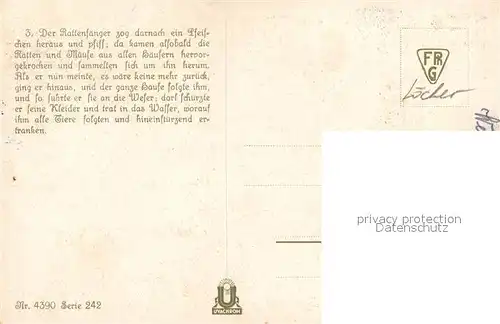 AK / Ansichtskarte Maerchen_Sagen Der Rattenfaenger von Hameln O. Herrfurth Nr. 4390 Serie 242 Brueder Grimm Maerchen Sagen