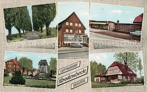 AK / Ansichtskarte Bredenbeck_Deister Pappelallee Kreissparkasse Drogerie Landschulheim Ehrenmal Schule Bredenbeck_Deister