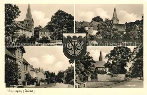 AK / Ansichtskarte Wennigsen_Deister Pfarrei Kirche Klostermuehle Hauptstrasse Klosteramthof Wappen Wennigsen_Deister