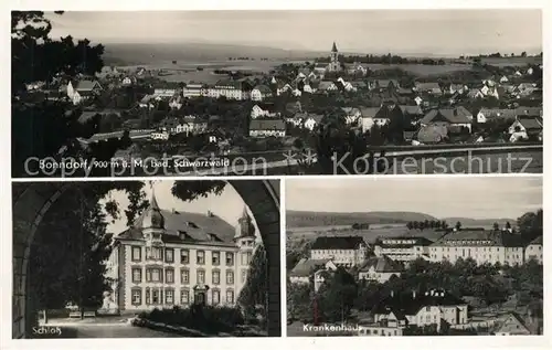 AK / Ansichtskarte Bonndorf_Schwarzwald Panorama Schloss Krankenhaus Bromsilber Bonndorf Schwarzwald