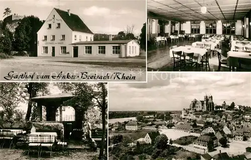 AK / Ansichtskarte Breisach_Rhein Gasthof zum Anker Restaurant Gartenterrasse Stadtbild mit Muenster Breisach Rhein